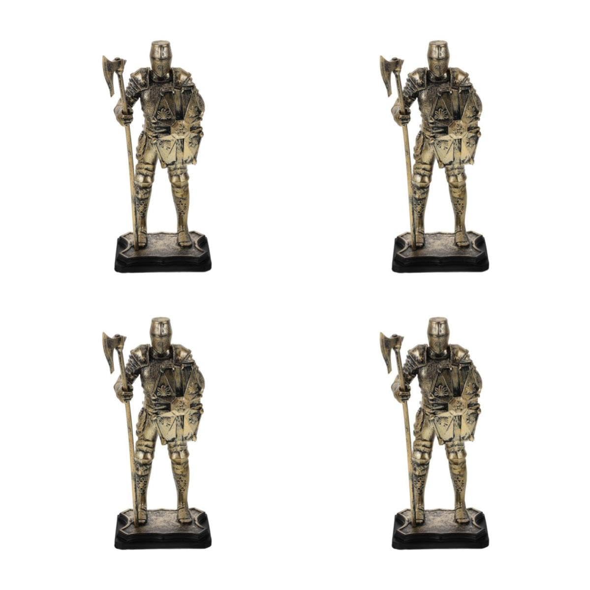 Cabilock 4 Piezas Resina Dorada Figura de Caballero Medieval para | Acabado Artístico Detalle Fino, Estilo Retro Sofisticado, Adecuado para Sala de Estar y Estudio