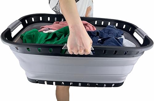 Miniatura 7 de SAMMART 44L (11.6 gallon) Collapsible Plastic Laundry Basket-Foldable Pop Up Storage Container-Portable Washing Tub-Space Saving Hamper, Water