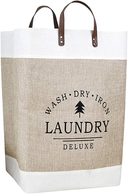 FabThing Laundry Baskets Collapsible Laundry Bag for Bedroom Clothes Storage Organier Decorative Laundry Hampers Waterproof with Handle for Bathoom Home 35x56cm(14"x22")