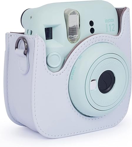 Miniatura 4 de Instant Mini 12 - Funda protectora para cámara Fujifilm Instax Mini 1211, piel sintética de alta calidad, con bolsillo y correa extraíble y
