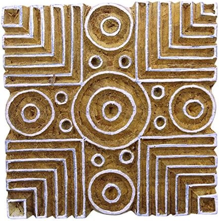 Decorative Hand Carved Wooden Stamp Indian Brown Textile Stamps Printing Block