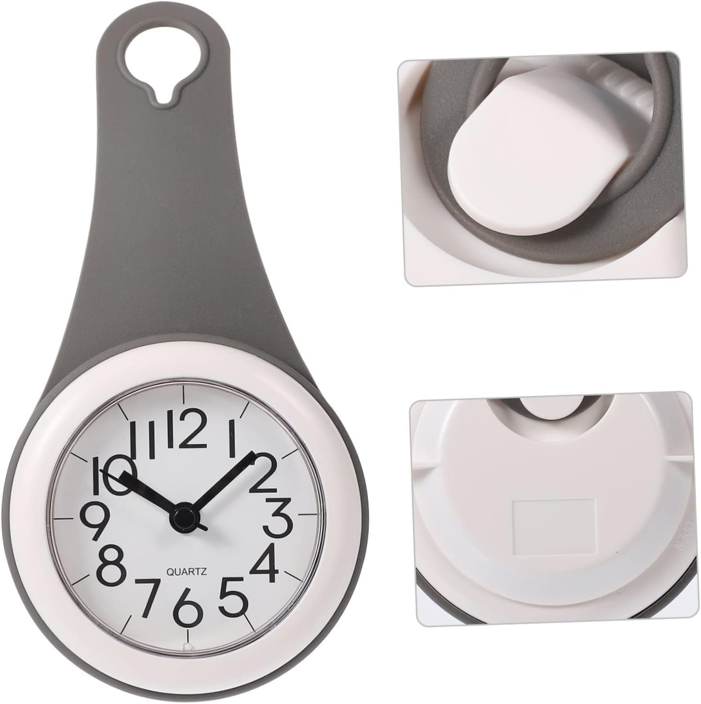 1pc Bathroom Clock Suction Cup Silent Easy to Read Shower Wall Clock for Humid Environments for Bathroom and Kitchen Use