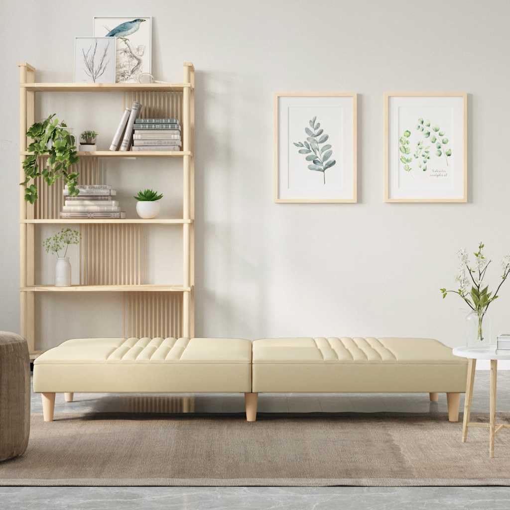 Divano Letto Reclinabile Crema Moderno in Tessuto