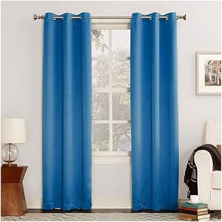 2 Panels Blackout Curtains Solid Soft Eyelet Curtains Thermal Insulated Room Blackout Curtains/Drapes/Panels for Living Room Bedroom, Sapphire Blue, 74 x 114 cm (29 x 45 inch) (2 Panels)