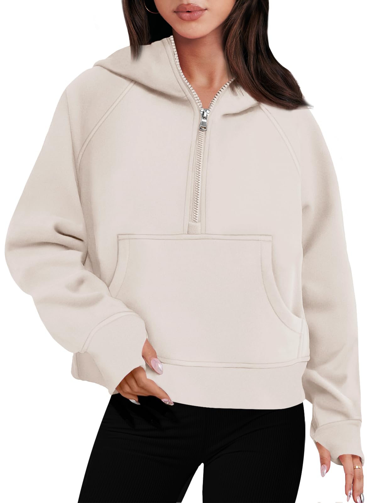 PrinbaraWomen Half Zip Cropped Hoodies Fleece Quarter Zip Up Pullover Sweatshirts Y2k Fall Clothes 2023 Trendy Outfits