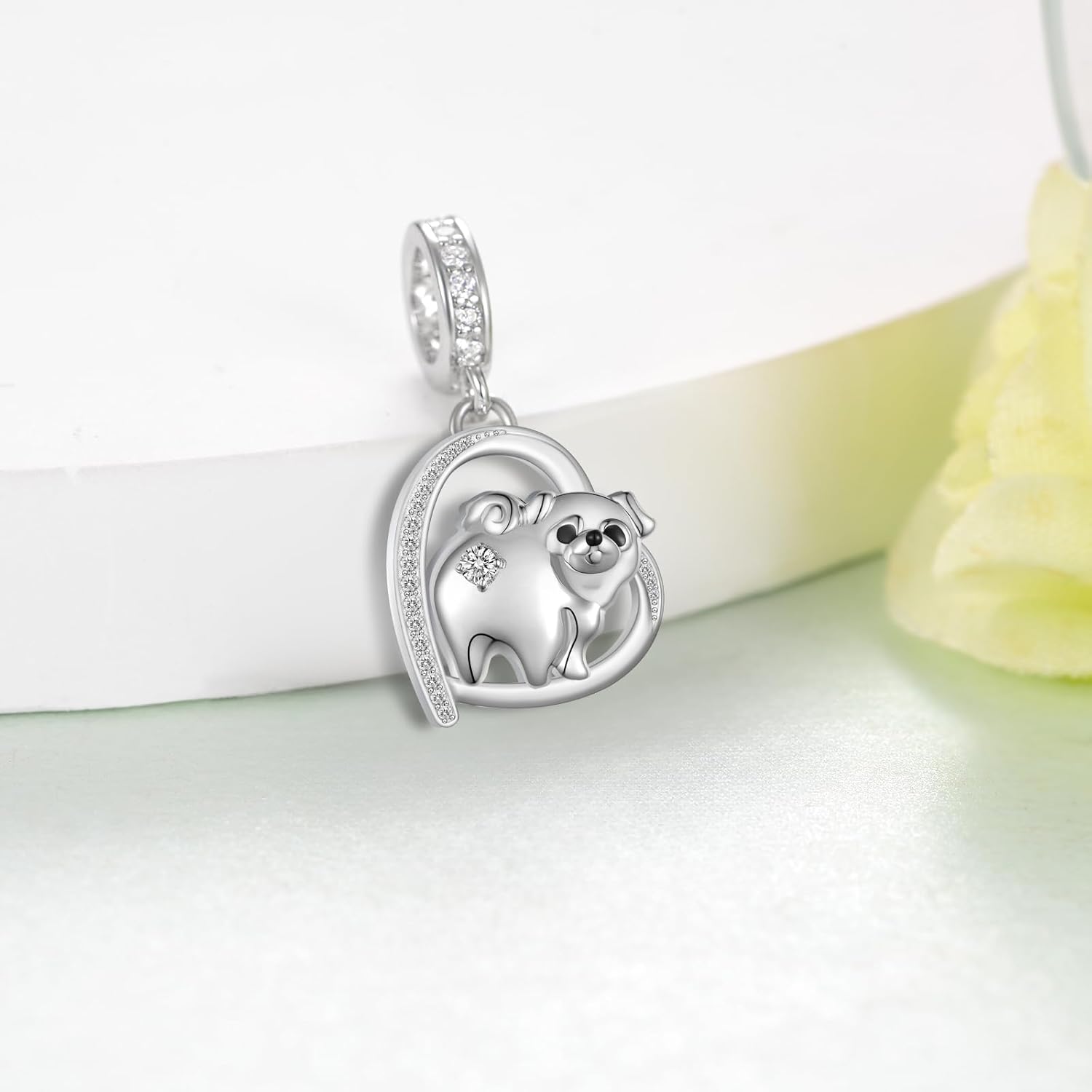 Pug Gifts for Pug Lovers S925 Sterling Silver Pug Charm for Bracelet Cute Pug Dog Jewelry Gifts for Women - Image 2