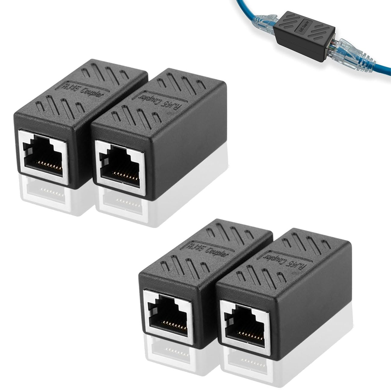 4 Pieces RJ45 Coupler, Female to Female Extender Adapter, Connector Network Cable Coupler for Cat8/Cat7/Cat6/Cat5e/Cat5 Ethernet-image-9
