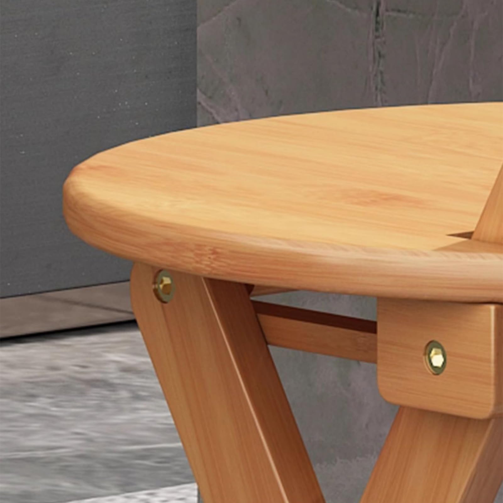 Sgabello da Bar Pieghevole con Schienale, Seggiolone Portatile, Finitura Lucida, Ideale per Cucina E Soggiorno, Legno Naturale, Design Salvaspazio, Leggero E R,Natural Wood-Small