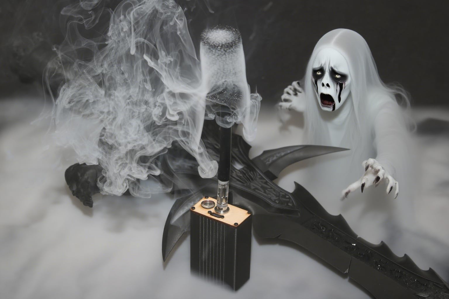 Mini macchina del fumo, macchina del fumo per eventi all'aperto, DJ feste, fotografia, effetti scenici interni, Halloween (rettangolare nero)