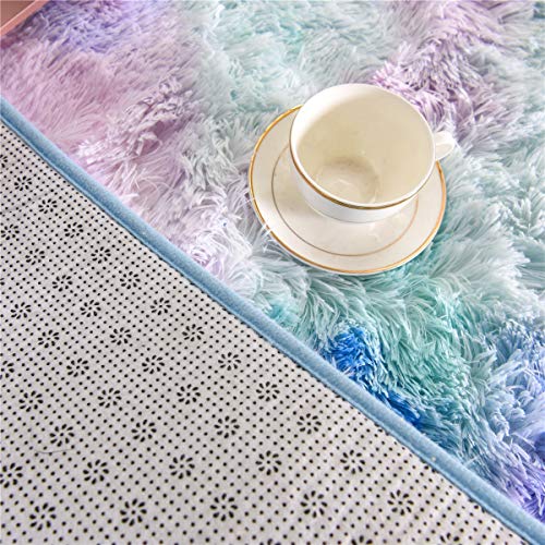 Ntbed Soft Shaggy Area Rugs For Boys Girls Bedroom Nursery Dorm Living Room,Tie Dye Fluffy Bedside Rugs Colorful Abstract Indoor Plush Shag Floor Carpets (3X5 Feet, Blue Purple) #TOP4