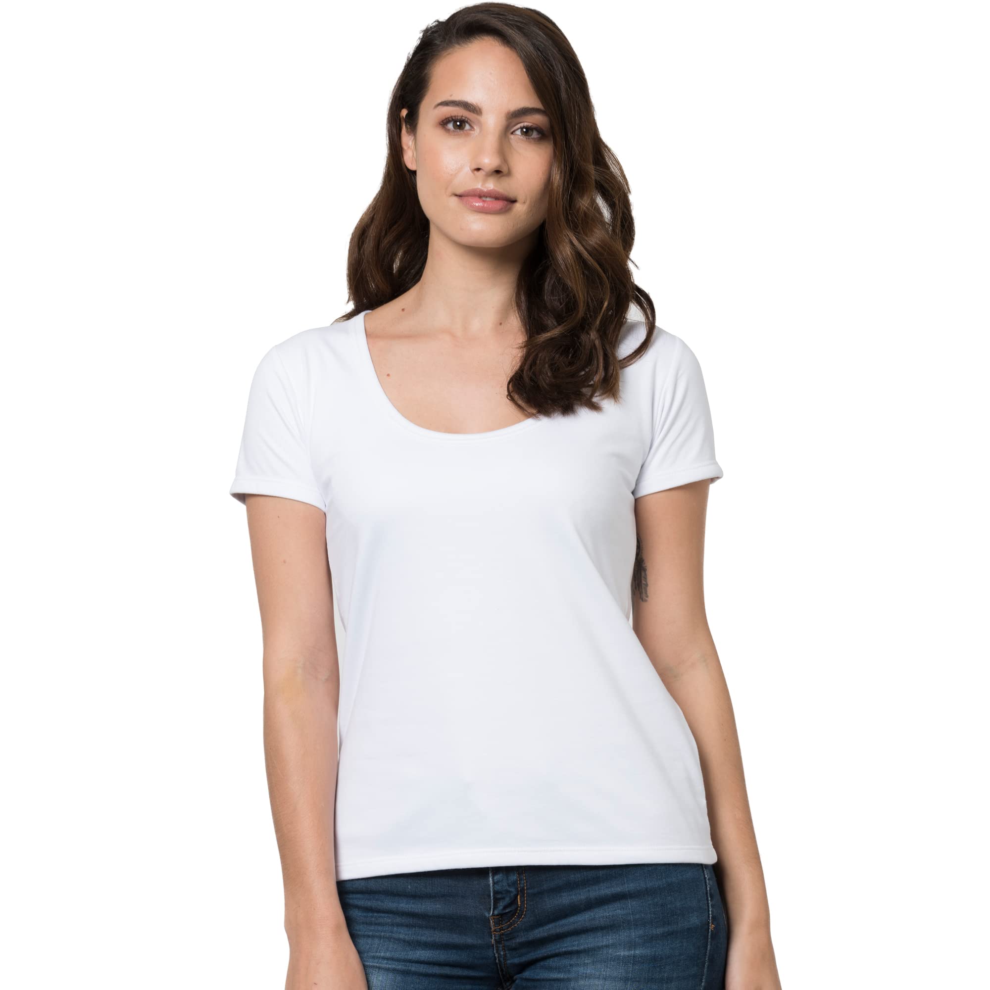 T-Shirt Anti-Taches de Transpiration pour Femmes - absorbe et évapore la Transpiration, Anti-trasnpiration, Anti-Taches, Anti-odeurs, 100% transpirable hyperhidrose.