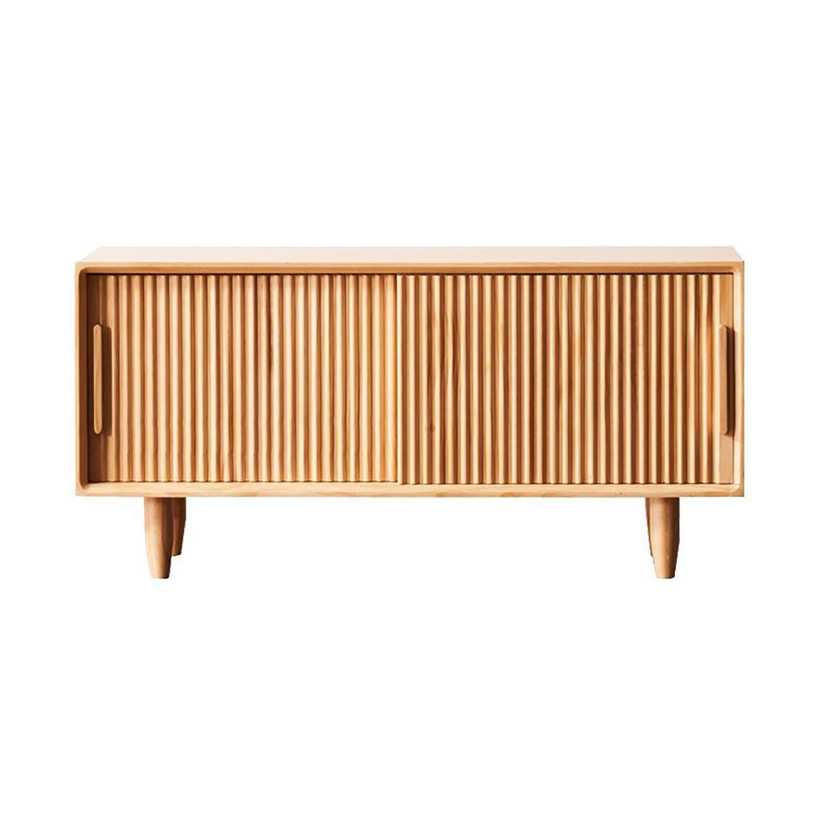 Banc de rangement à portes coulissantes en bois massif pour l'entrée et le salon