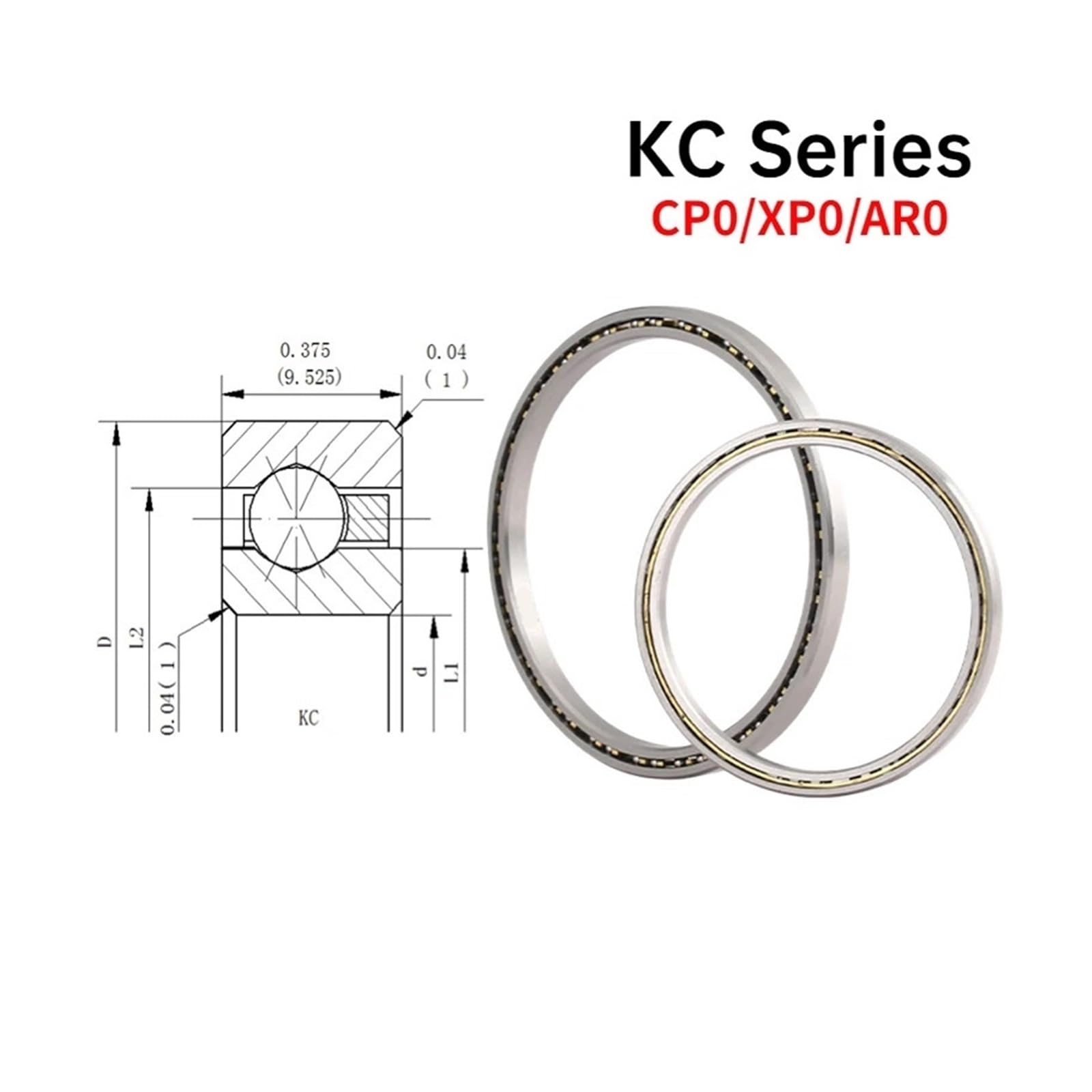 1 Uds. Rodamiento de sección Constante de Pared Delgada Serie KC Altura 9.525mm 0.375 Pulgadas KC040 050 070 080 110 120 CP0 XP0 AR0(CP0,KC110)