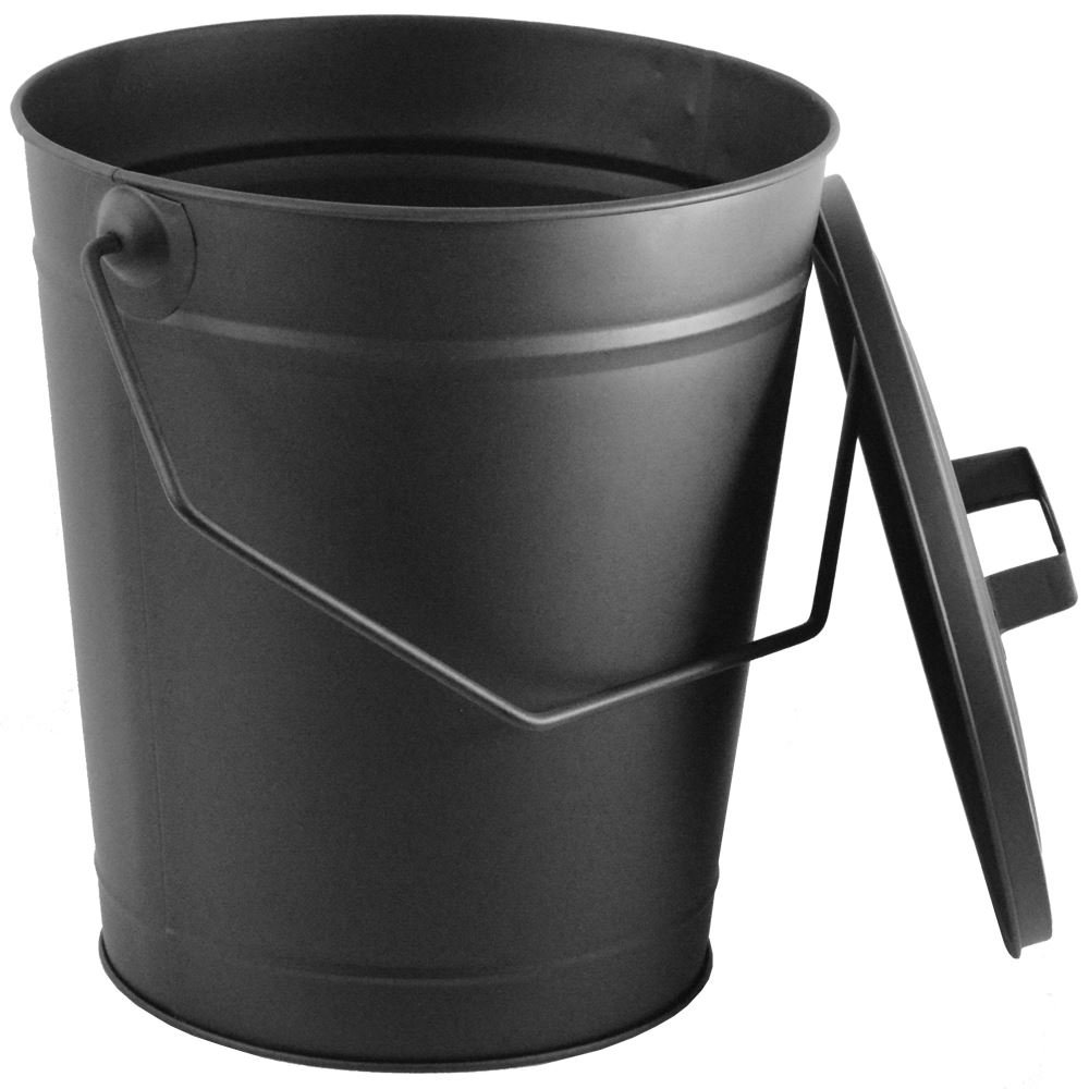 Fire Vida Ash Bucket - Soporte de Madera de carbón con Tapa, Color Negro