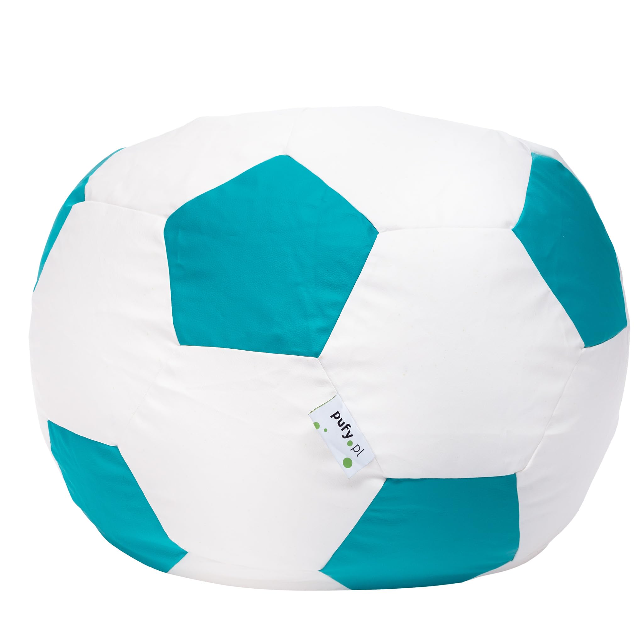 Ecopuf Pouf Calcio XL - Pouf calcio in similpelle - Ideale per tifosi, bambini - soggiorno - Poltrona da gioco - 105x80cm, Turchese E20