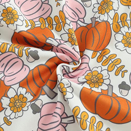 Brilliantme Infant Toddler Baby Girl Clothes Sleeveless Pumpkin/ Rugby/ Butterfly Romper Jumpsuit Flared Pants Overalls Outfits (F# Creamy White Pumpkin , 12-18 Months ) #TOP4