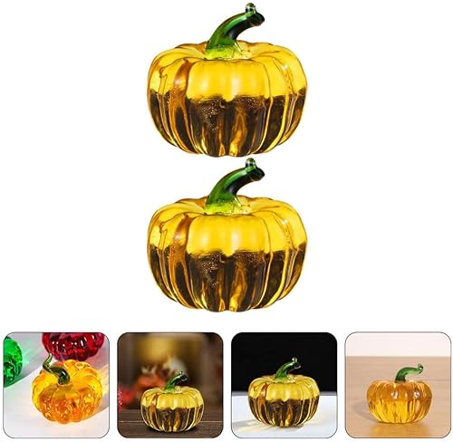 Miniatura 3 de 2 piezas de accesorios delicados de cristal calabaza simple decoración de fiesta estilo europeo planta cristal decoración de Halloween calabaza mesa