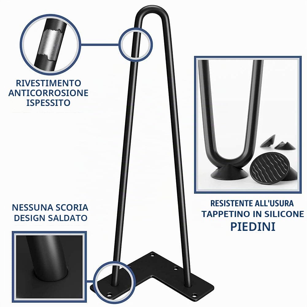 WINSOON Set di 4 Gambe per mobili 30 cm gambe tavolo per la protezione del pavimento per tavolini scrivanie moderne e comodini