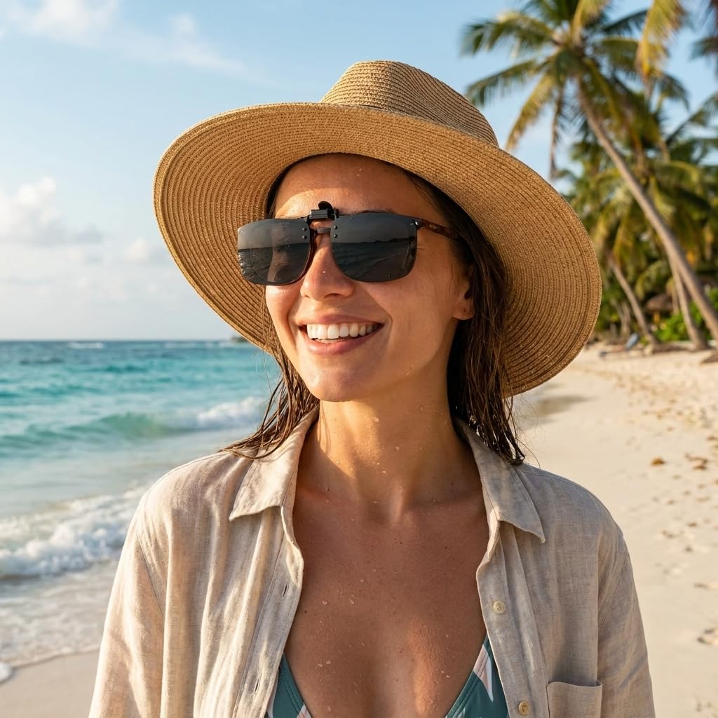 Polarisierte Sonnenbrille, Clip mit Klappfunktion, Blendschutz, UV 400, Fahrbrille mit Clip für Sehbrille