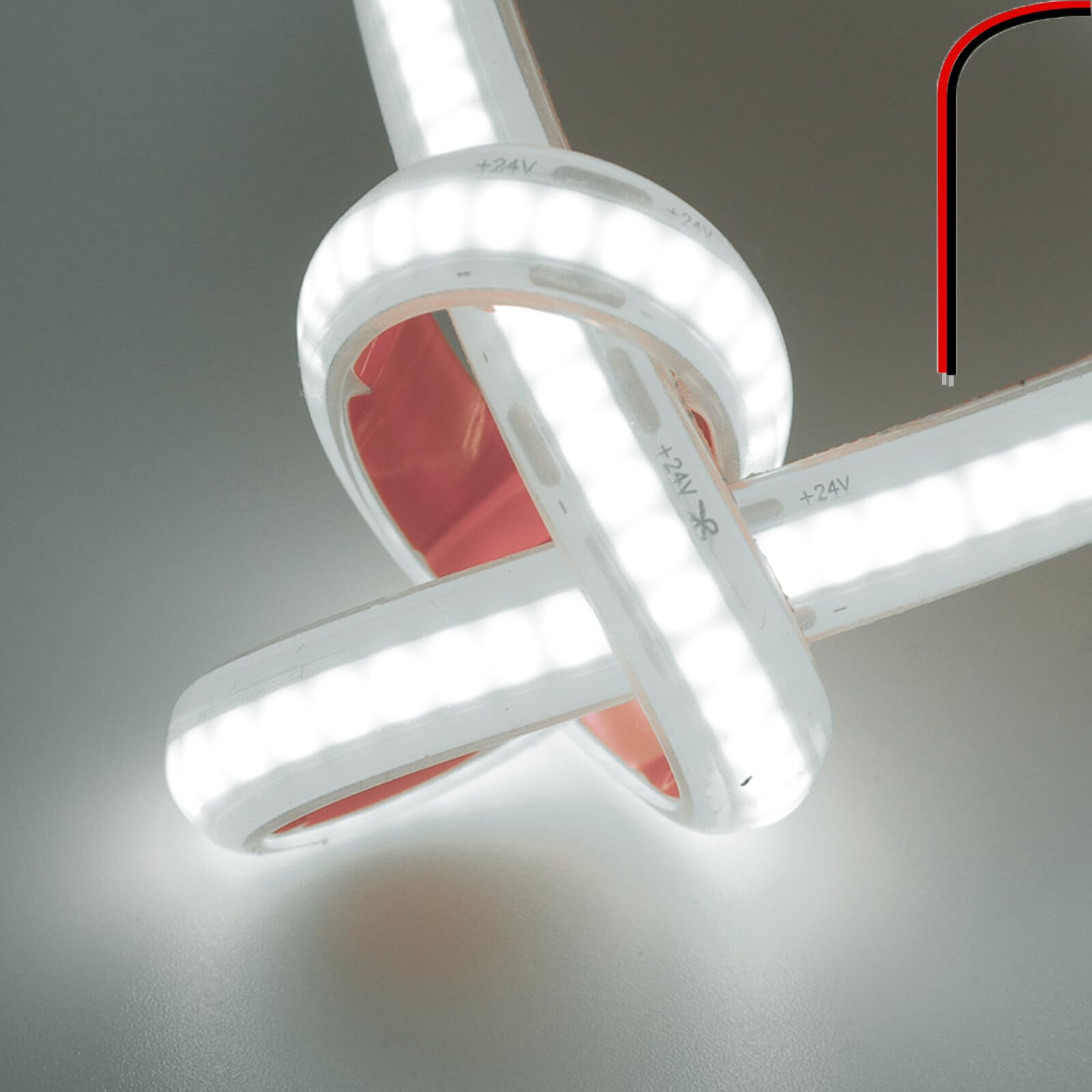 KAFULA 24V Silicone Flexible COB LED Light Strip [4M, White Light 6000K], IP68 Waterproof, Double-Sided Tape Installation, can be Cut Every 50mm, Home Decoration - Power Supply not Included