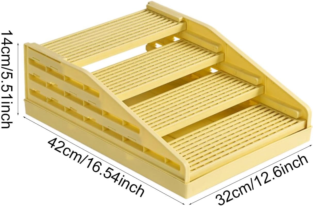 Cat Ramp for Litter Box 4 Steps Double Layered Portable Easy to Clean Professional Cat Stair Catcher- Yellow