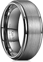 King Will Men's Two-Tone Tungsten Carbide Wedding Band - Matte Brushed Step Edge Comfort Fit Ring