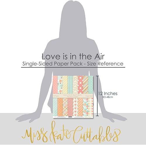 Miniatura 3 de Paquete de papel con patrón – Love is in the Air – Álbum de recortes de papel especial premium de una cara de 12 x 12 pulgadas, colección incluye 16