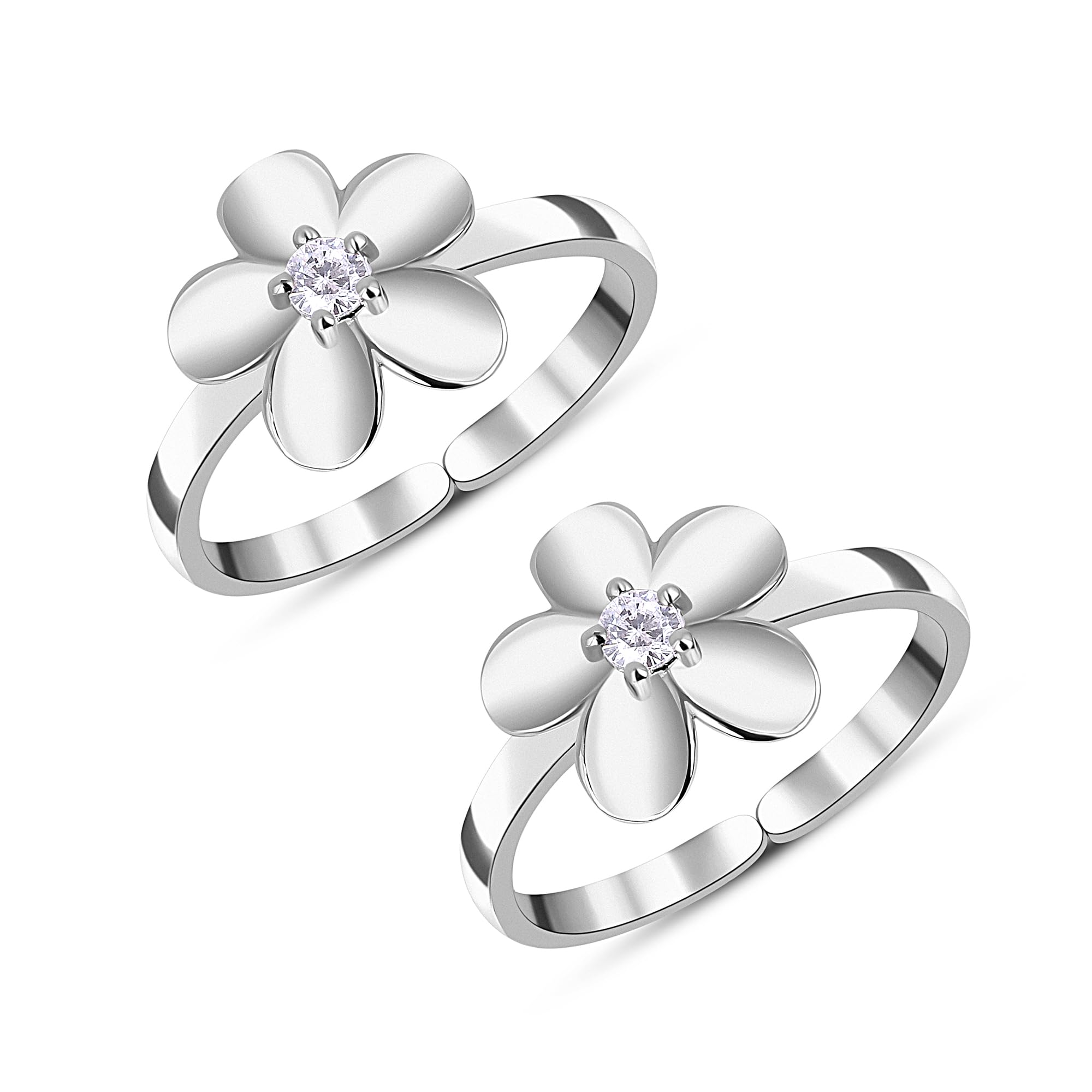 roovi 925 Silver Toe Rings for Women I Flower 92.5 Silver Adjustable Toe Rings I 925 Hallmark | 6 Month Warranty-picture-21