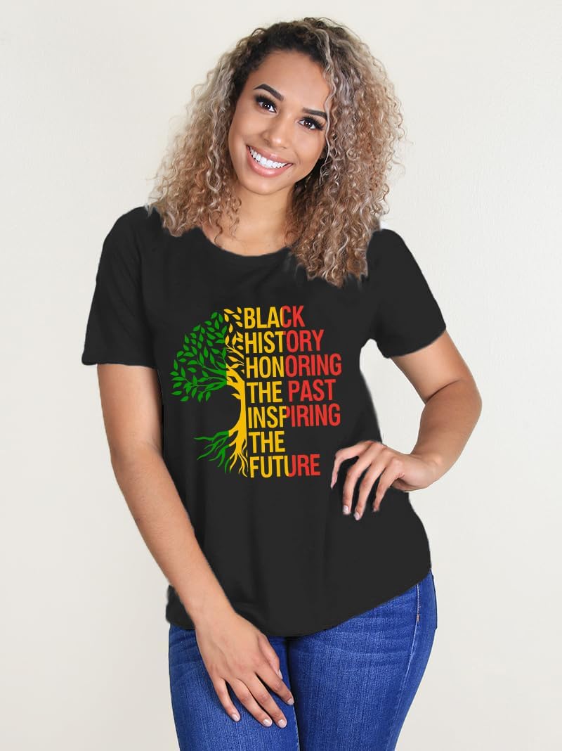 Black History Month Shirts for Women African American History T-Shirt Black Pride Tee Tops - Image 3