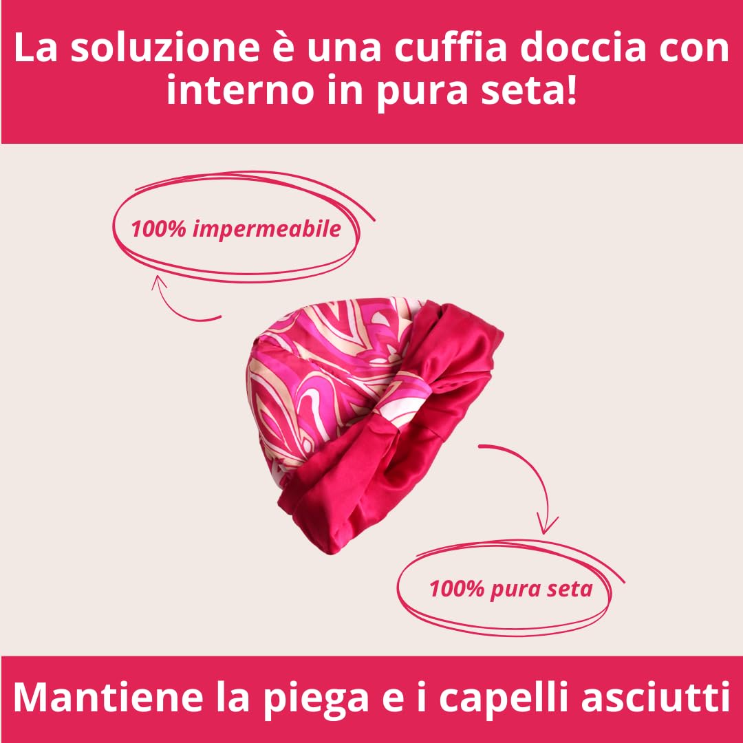 OFFTOPIC Waterproof Shower Cap with 100% Silk Inner Protect Your Hair While You Wash and Maintain Your Hairstyle - Image 2
