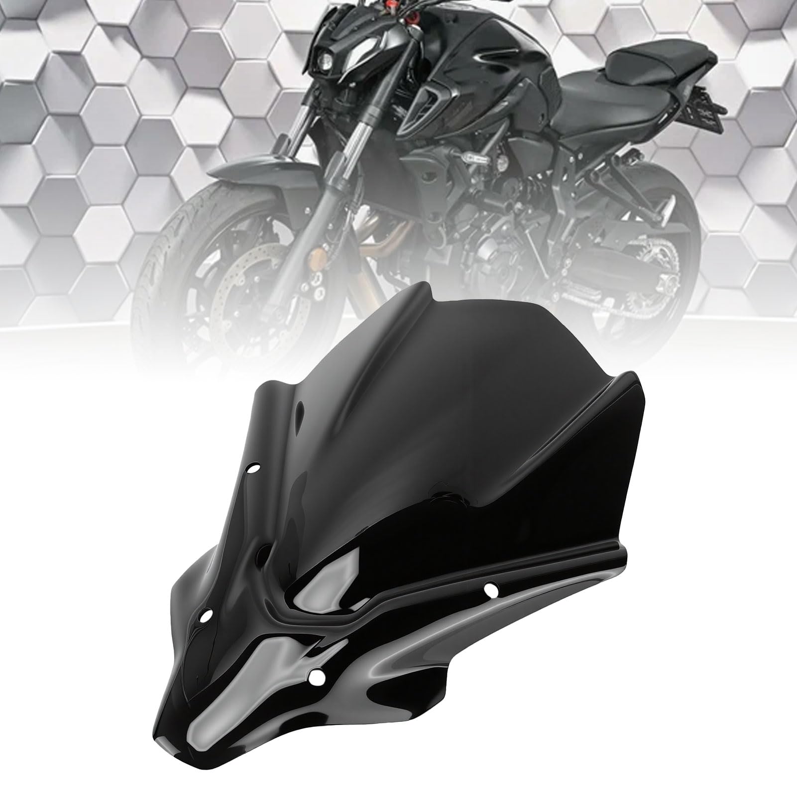 aqxreight Szyba Przednia Motocykla Owiewka Przeciwwiatrowa Czarny Ekran Turystyczny Konstrukcja z redukcją Szumów Przykręcana śruba Mocująca z ABS ze Stopu Aluminium dla MT-07 2021-2024
