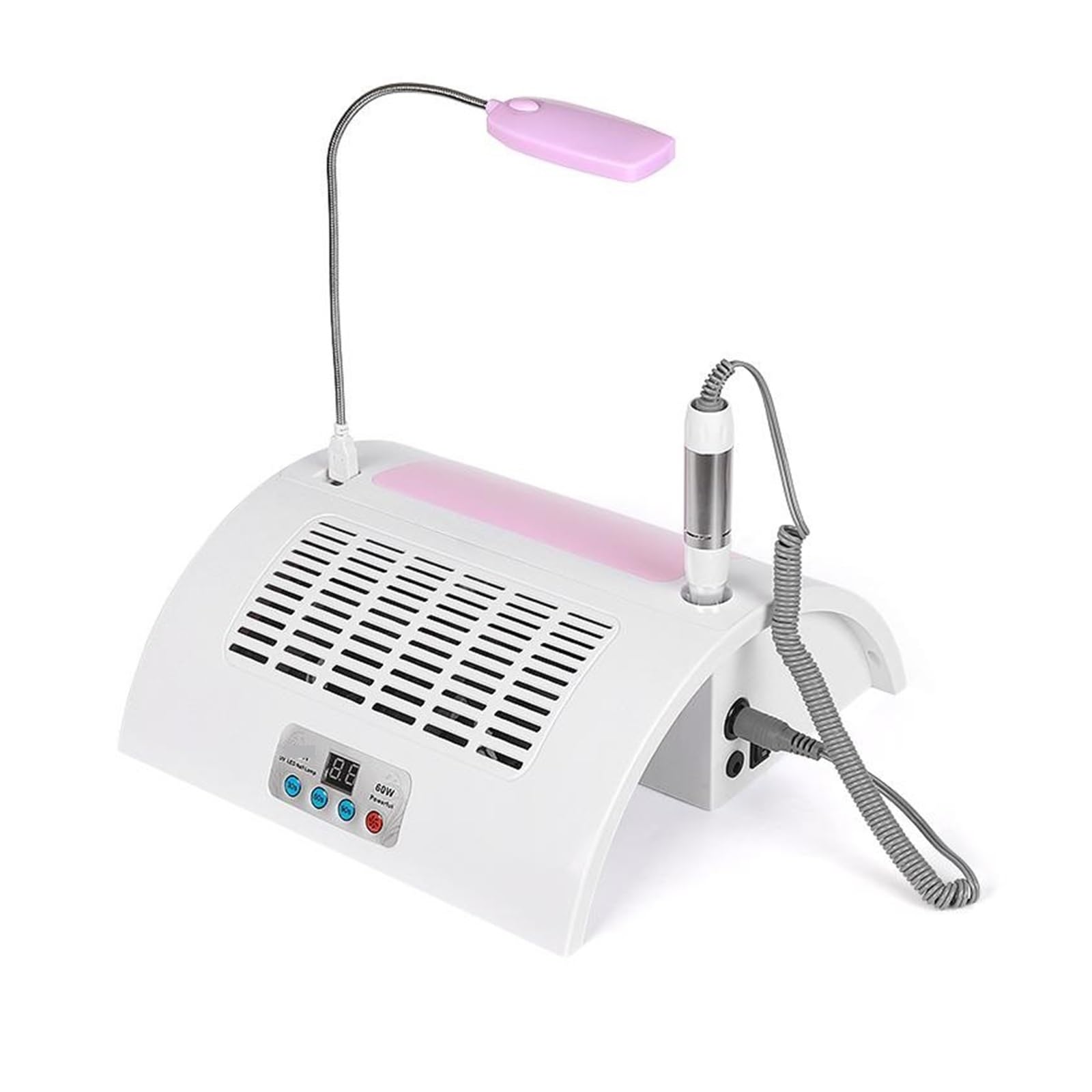 Odpylacz do paznokci, Lampa UV do paznokci Odkurzacz Wielozadaniowa maszyna Manicure Nail Art Suszarka 5 w 1 Polerka Akcesoria