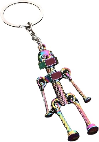 Vintage Mechanical Screw Robot Keychain Creative Movable Joint Robot Car Key Holder for Men Backpack Bags Wallet Pendant