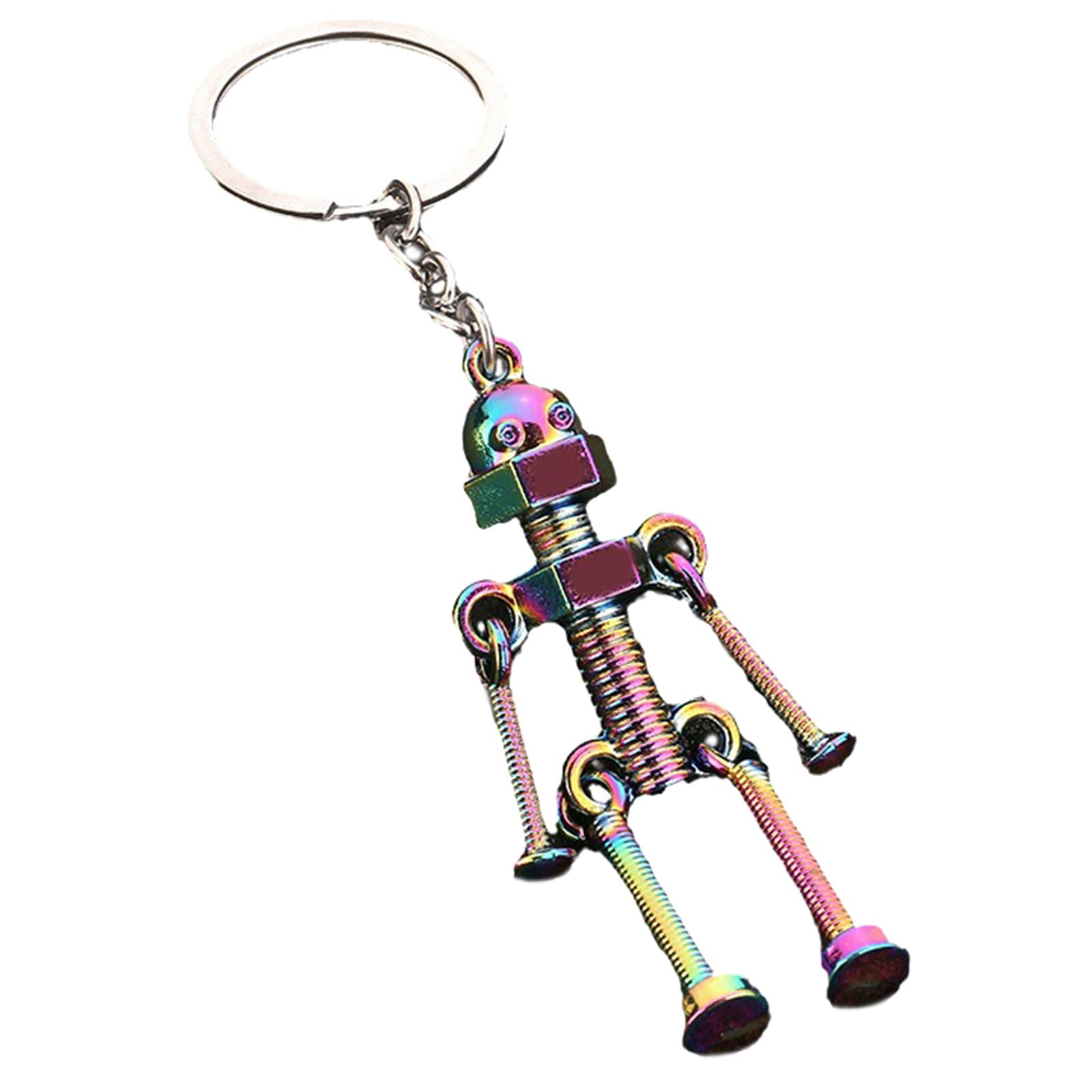 oringnat Vintage Mechanical Screw Robot Keychain Creative Movable Joint Robot Car Holder for Men Backpack Bags Wallet Pendant