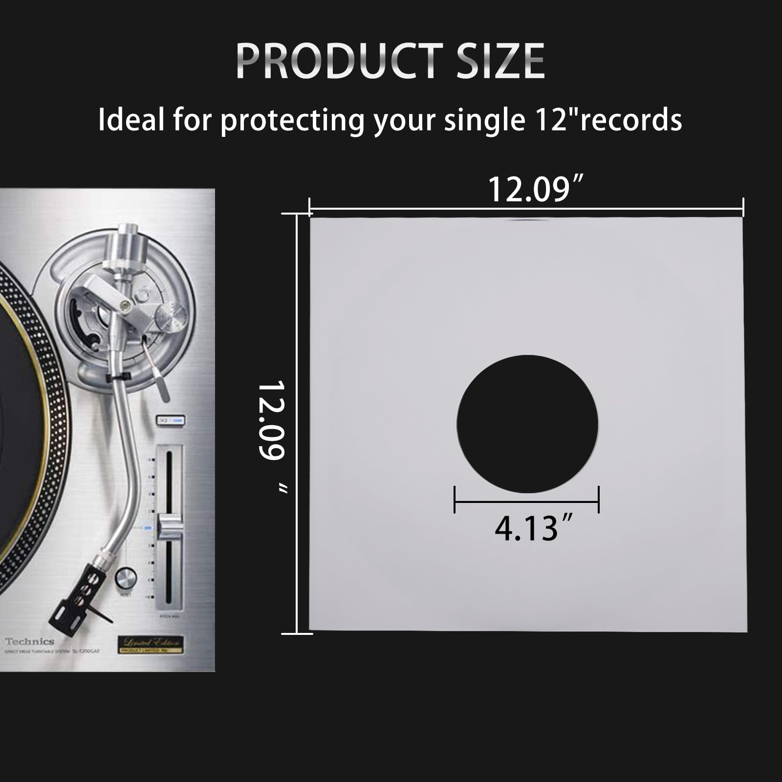 20 fundas interiores para discos de vinilo, fundas interiores de papel pesado sin ácidos, fundas interiores cuadradas de papel kraft blanco con agujero para álbumes LP (12 pulgadas)
