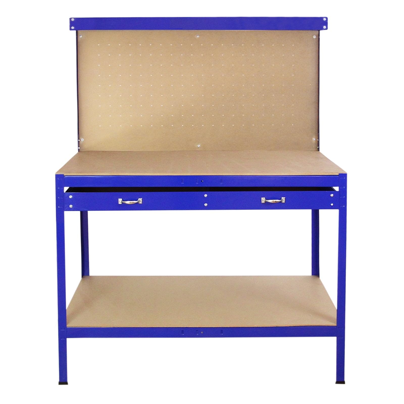 Monster Shop - Banco de trabajo con tablero de clavijas y cajón, almacenamiento de herramientas resistente, caja de herramientas, encimera, garaje, estantería de metal, estante de estación, bricolaje