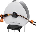 Giraffe Tools Ground Mounted Retractable Hose Reel 1/2 Inch x 130FT, Heavy Duty Automatic Rewind Garden Hose Reel, with Flexible Swivel Base for Lawn, Concrete Floor