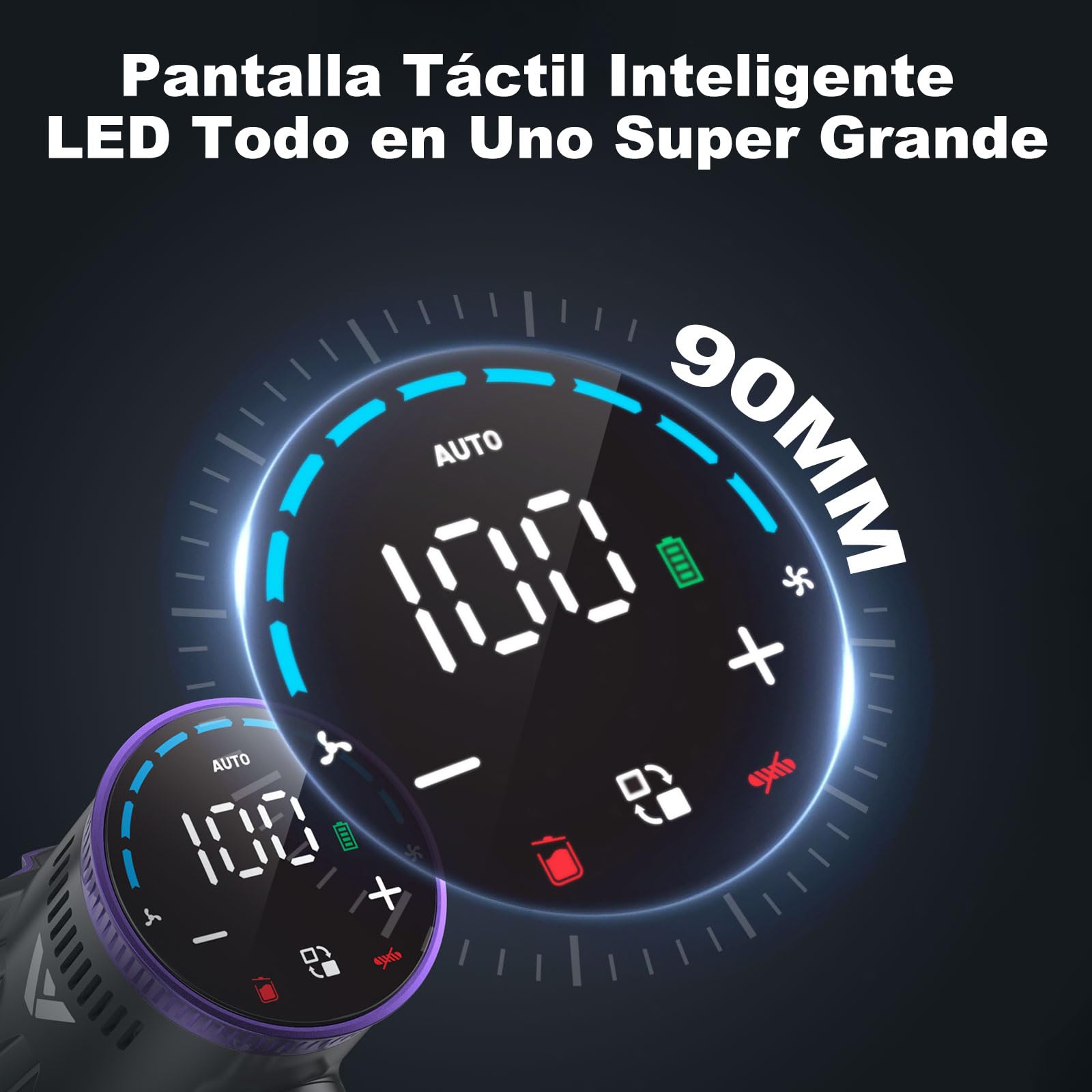 coovy SU7 Aspiradora sin Cable 580W/55Kpa/75Mins, Aspirador Escoba Vertical Potente con Pantalla Táctile LED, Antienredo y Modo Automático para Suelo Alfombras y Pelos de Animales