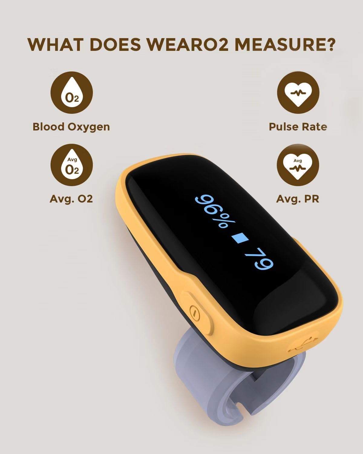 Vibeat Pulse Oximeter for 12 Hours Continuous Tracking - Dettaglio