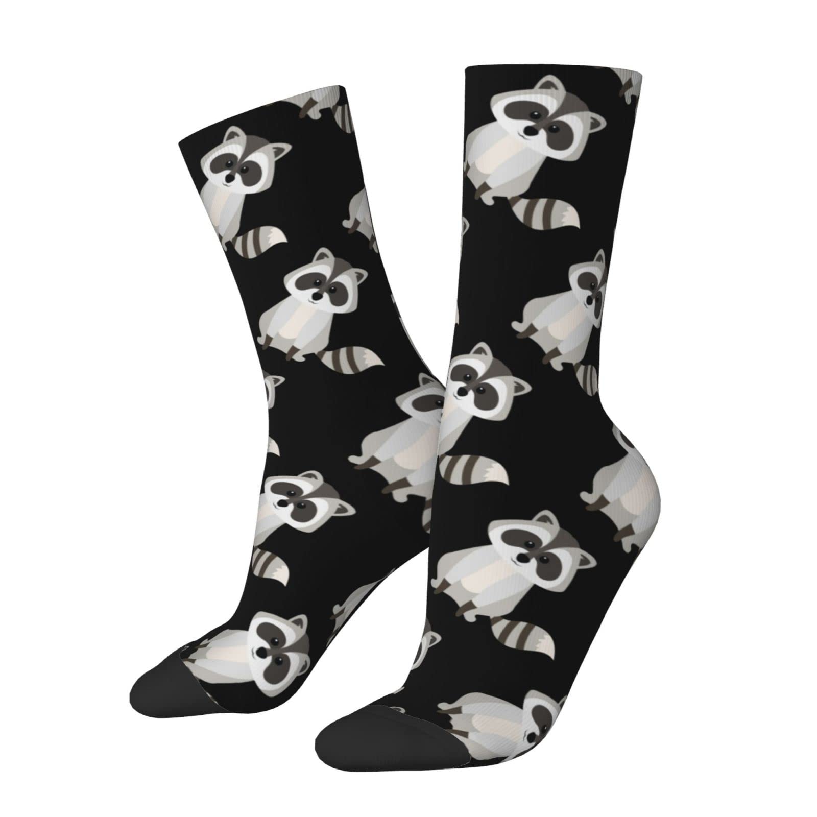 DISNIMOO Cute Racoon Socks, Funny Novelty Crew Socks for Men Women Teen, White, One Size