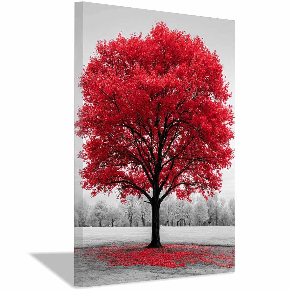 HOQIU Canvas Wall Art Purple Magics tree tree poster, landscape wall art, for Living Room Bedroom Bathroom.(Multicolor)-70x100cm Framed