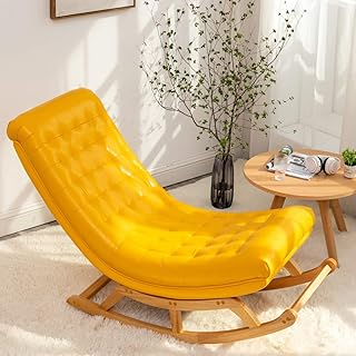 HZH Cadeira de balanço Cadeira de praia Pátio Jardim Espreguiçadeira para sesta Espreguiçadeira Cadeira de relaxamento Cadeira de leitura de lazer Cadeira de sofá Cadeira de descanso reclinável para