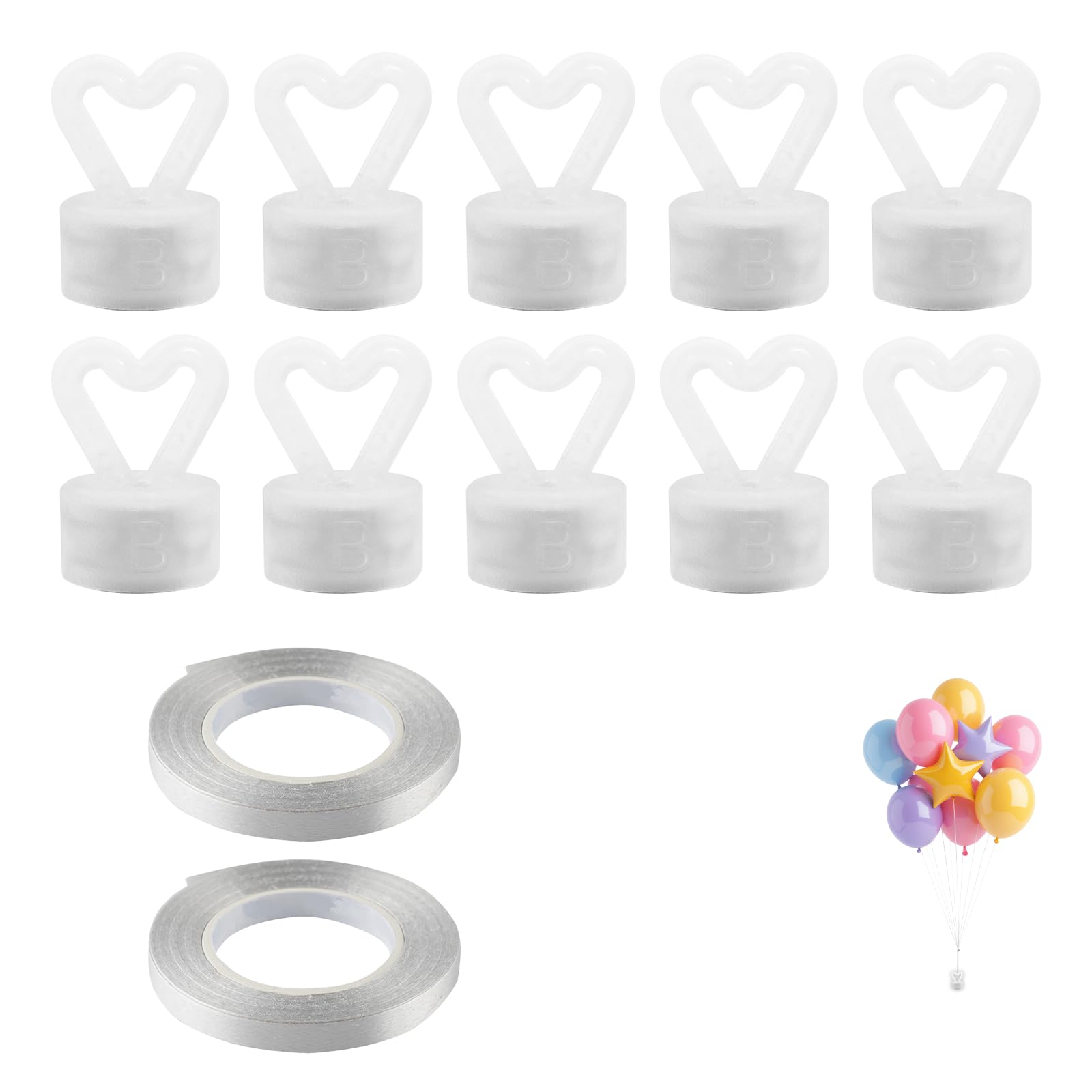 12Pcs Balloon Weights Set with Ribbon, Reusable Heart Shaped Helium Balloon Weights Pendant and Magnetism Holder for Ideal for Birthday Party Wedding and Christmas Halloween Decorations
