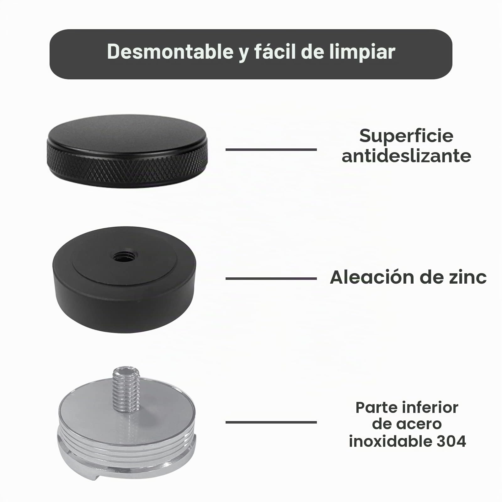 Distribuidor de Café, Nivelador de Café de Acero Inoxidable 304 de 51 mm, Herramienta de Nivelación de Café Molido, Negro