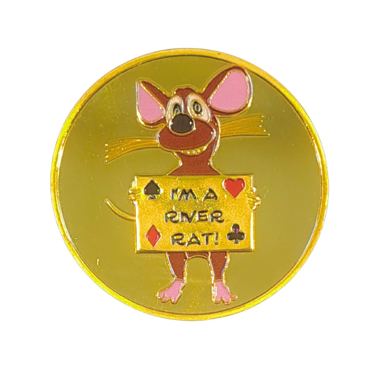 Poker Totems Poker Card-Guard | 30g Gold Card Protector Chip | 8 Styles To Choose from | Plastic Protector Case Included | Poker Accessories | 40mm Gold Coin (I'm A River Rat)