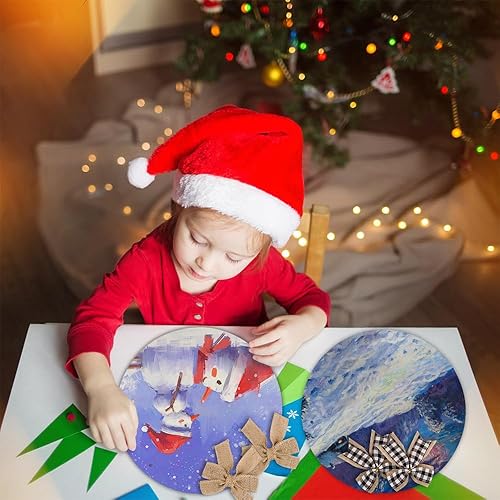 Miniatura 5 de Paquete de 6 círculos de madera para manualidades de 14 pulgadas sin terminar rebanadas de madera en blanco para colgar puertas, discos redondos de