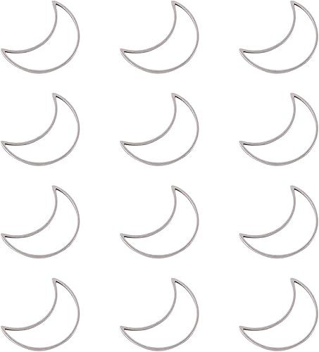 Craftdady 120 anillos de enlace de luna creciente de acero inoxidable con marcos huecos de media luna, bisel abierto, colgantes en blanco para hacer