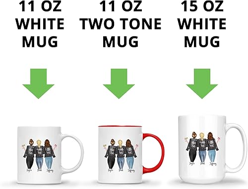 Miniatura 42 de Gossby Taza de café personalizada para hermana, regalo personalizado con diseño, nombre, 11 onzas, 15 onzas, cumpleaños, Navidad, regalo de larga 3