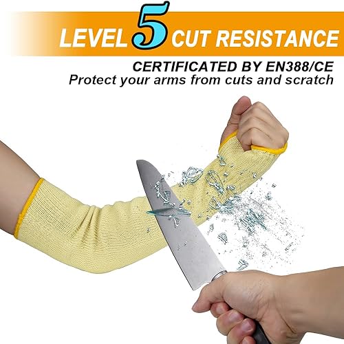 Miniatura 8 de Mangas de soldadura negras de Kevlar de 19 pulgadas de largo con agujero para el pulgar, rellenos para hombres y adultos, mangas de brazo de