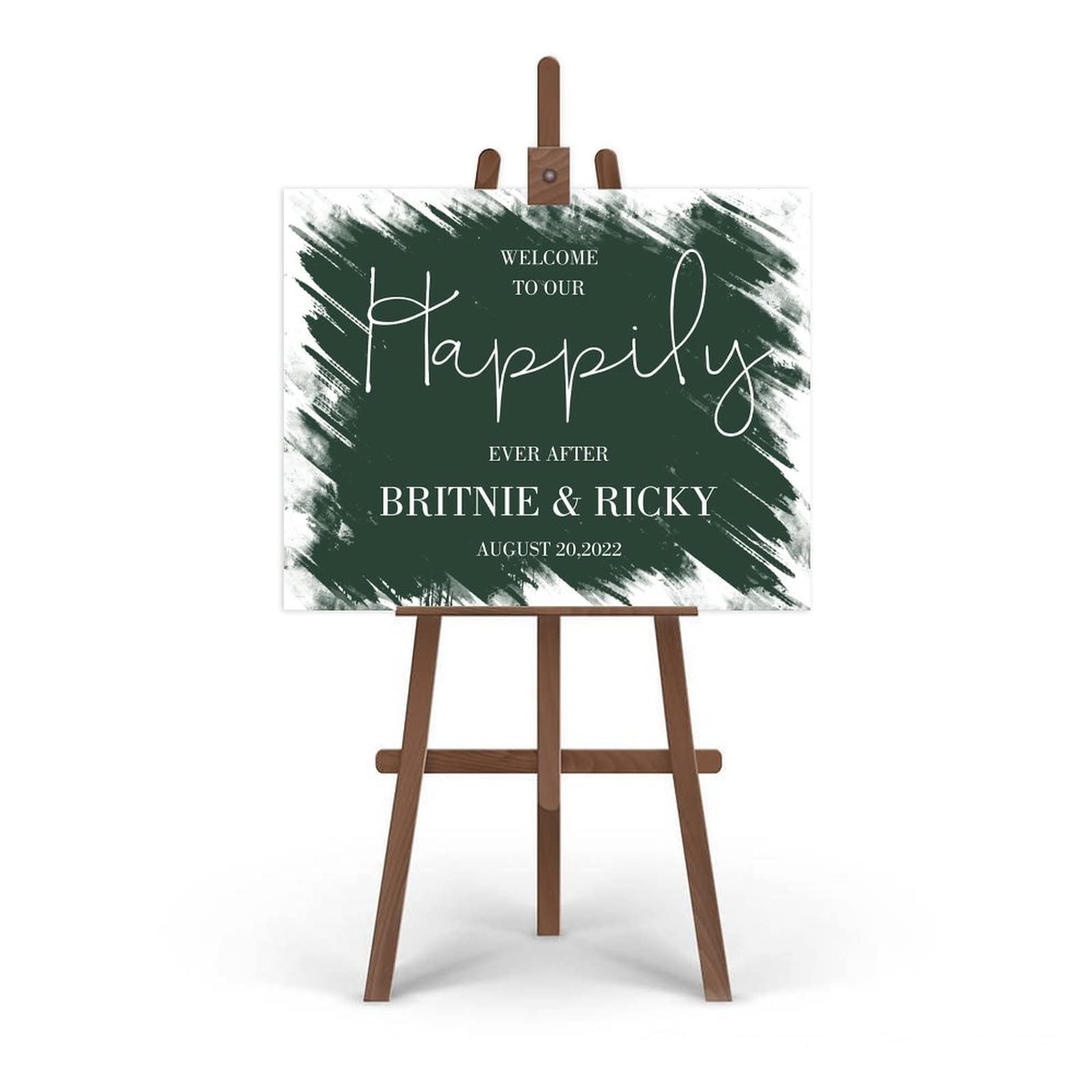 Edytowalny minimalistyczny znak ślubny personalizowany kaligrafia znak powitalny wykonany na zamówienie każda data 'Welcome to Our Wedding Sign' / recepcja znak 45 x 61 cm